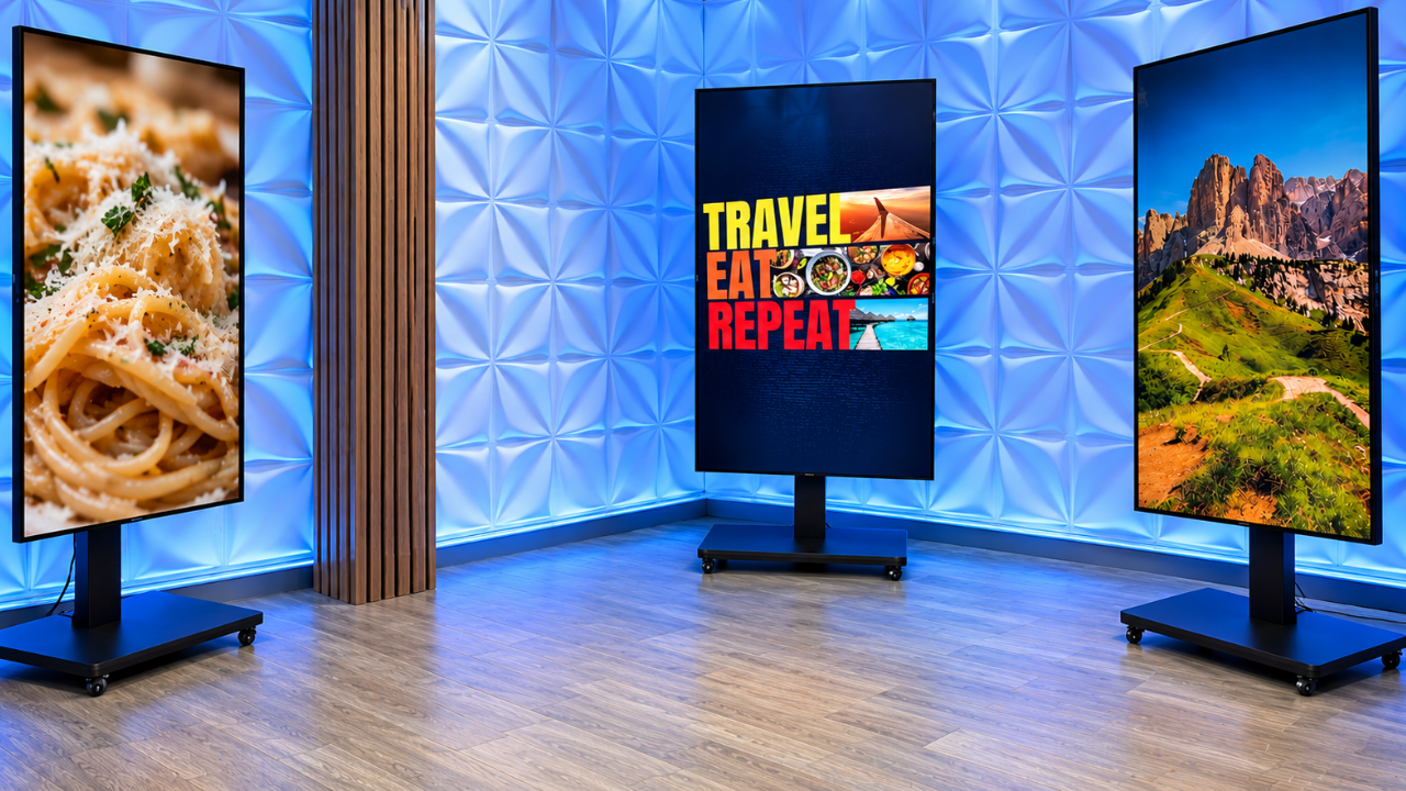 Studio A travel series production monitors and wood flooring